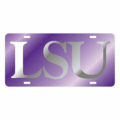 Purple LSU Silver LOGO LSU License Plate